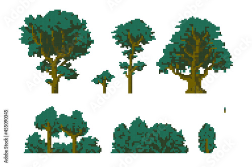 pixel art trees vector for games