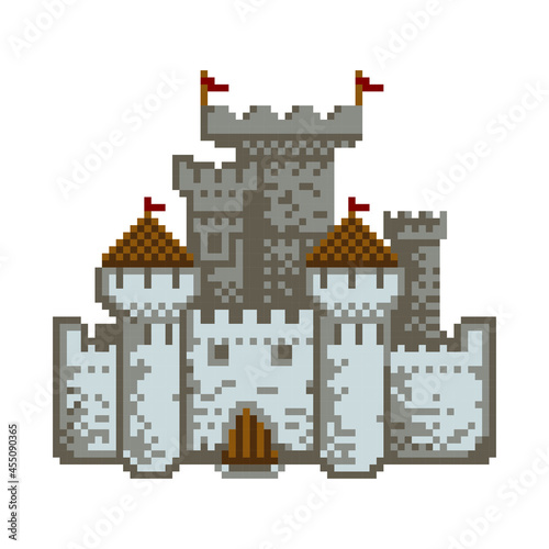 castle pixel art vector icon for games