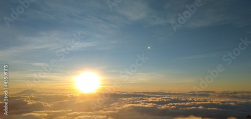 aesthetic sky from top mountain in Indonesia