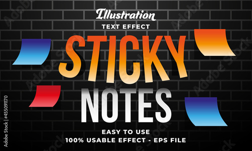 editable sticky note vector text effect with modern style
