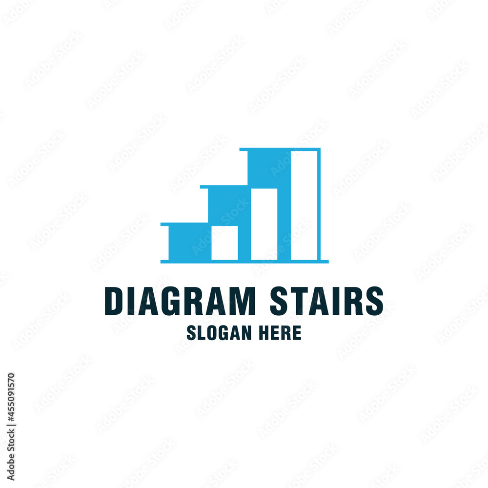 Diagram stairs logo template on modern style