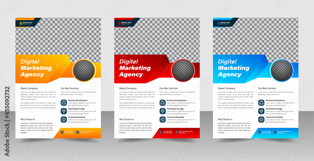 Corporate business Flyer or Brochure, social media post and web banner or square flyer design template
