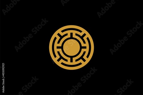 Circle technology logo element icon design, abstract labyrinth illustration design. Tech logo for business company.