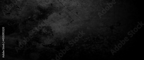 Scary on damaged grungy crack and broken concrete bricks wall and floor, black and white photo concept of horror and Halloween 