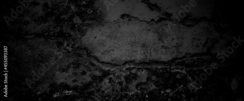 Scary on damaged grungy crack and broken concrete bricks wall and floor  black and white photo concept of horror and Halloween 