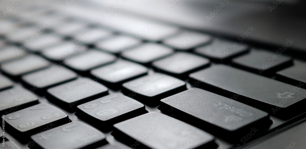 close up shot of black laptop keyboard