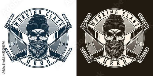 Manual worker monochrome vintage round badge