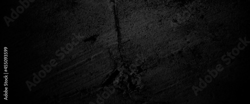 Scary on damaged grungy crack and broken concrete bricks wall and floor, black and white photo concept of horror and Halloween 