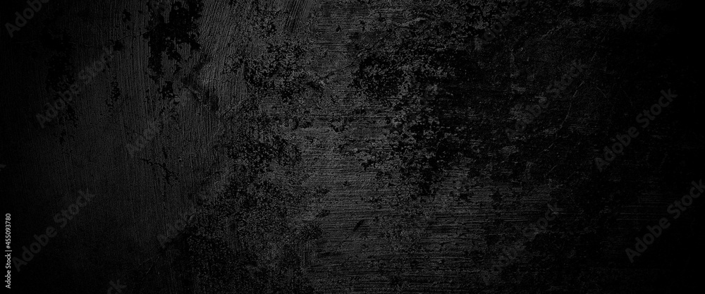 Scary on damaged grungy crack and broken concrete bricks wall and floor, black and white photo concept of horror and Halloween  - obrazy, fototapety, plakaty 