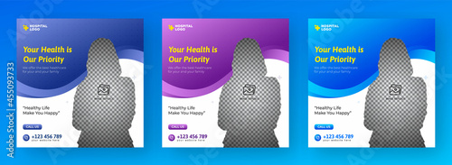 
Medical healthcare Flyer template social media post or Instagram post, web banner, vector design template