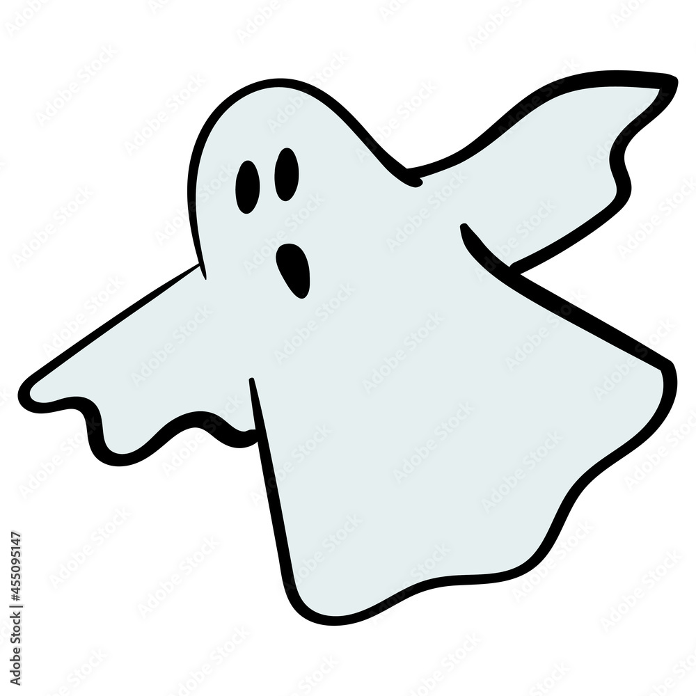 Flying Shadow Ghost Is Scared Hand Drawn Vector Illustration Flying Shadow Ghost Is Scared Hand Drawn Vector Illustration