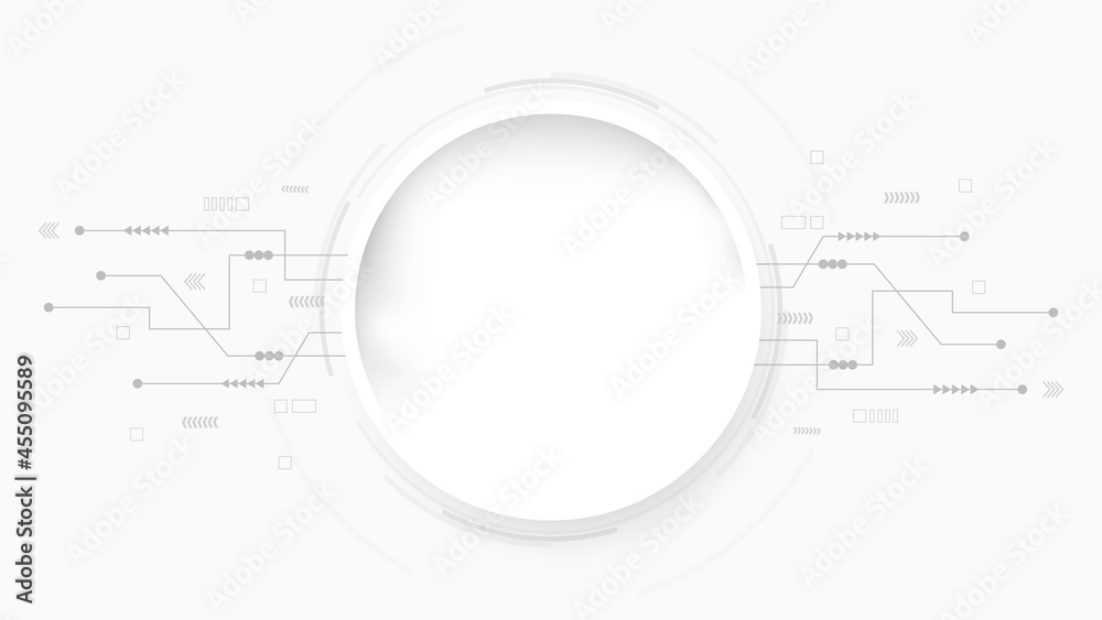 Abstract technology background circle geometry decoration, science and technology digital line white background