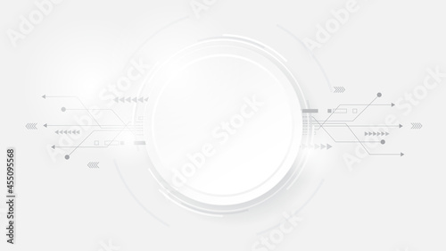 Abstract technology background circle geometry decoration, science and technology digital line white background