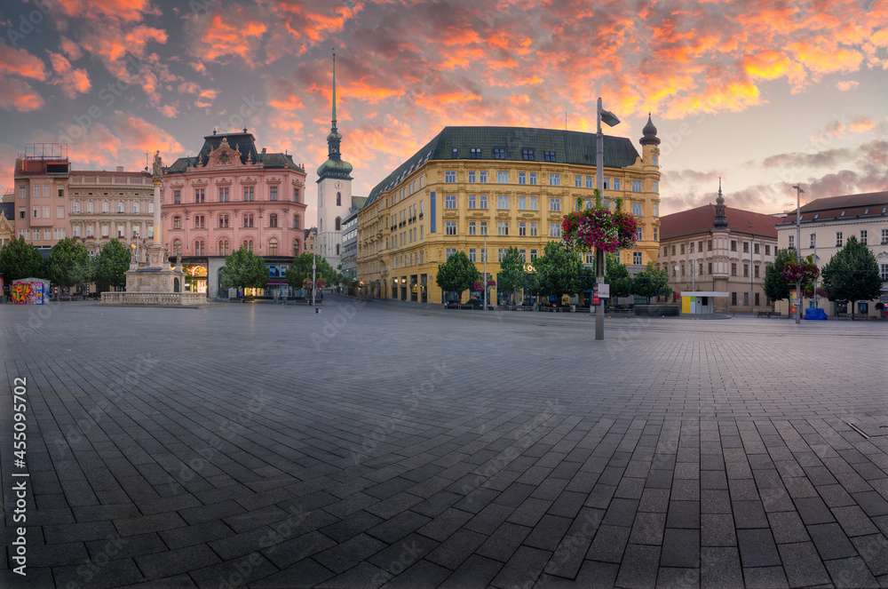 Panorama of Liberty Square in Brno city, Czech Republic