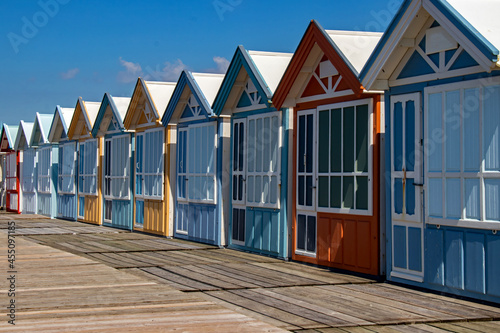 Cayeux-sur-mer. Cabines de plage. Picardie. Somme. Hauts-de-France 