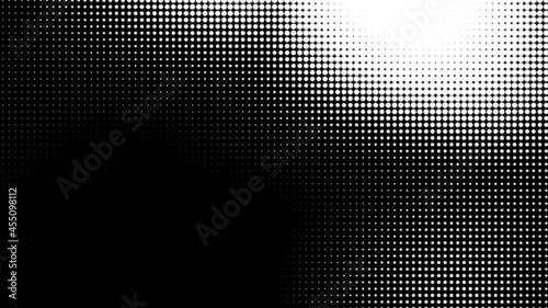 Dot white black pattern gradient texture background. Abstract pop art halftone and retro style.