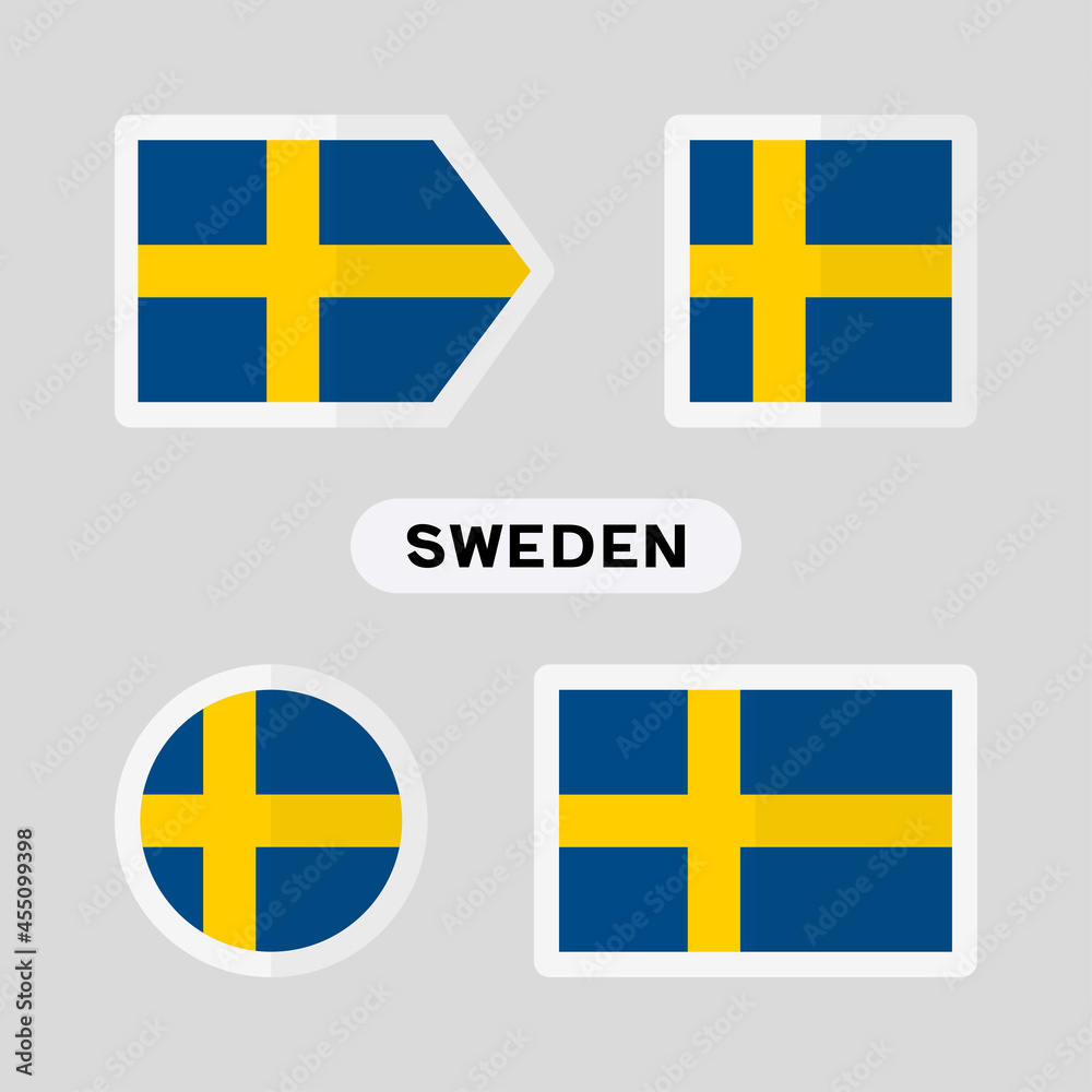 Set of 4 symbols with the flag of Sweden. Set of 4 symbols with the flag of Sweden.
