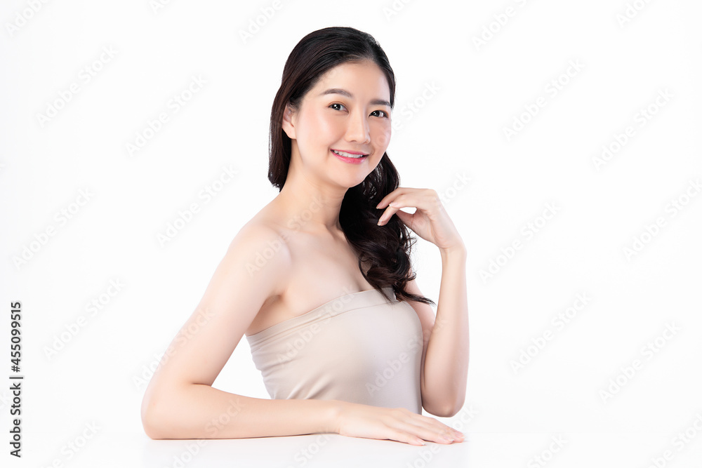 Beautiful young asian woman with clean fresh skin on white background, Face care, Facial treatment, Cosmetology, beauty and spa, Asian women portrait. Beautiful young asian woman with clean fresh skin on white background, Face care, Facial treatment, Cosmetology, beauty and spa, Asian women portrait.