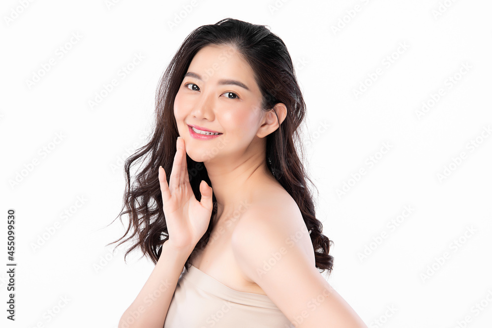 Beautiful young asian woman with clean fresh skin on white background, Face care, Facial treatment, Cosmetology, beauty and spa, Asian women portrait. Beautiful young asian woman with clean fresh skin on white background, Face care, Facial treatment, Cosmetology, beauty and spa, Asian women portrait.