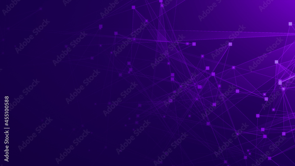 Abstract purple violet polygonal 3d rendering network technology background.