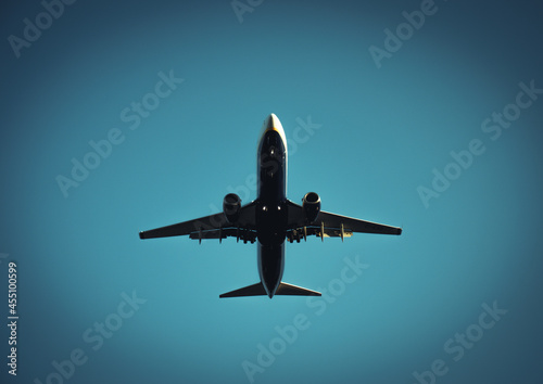 Plane in big view from bottom