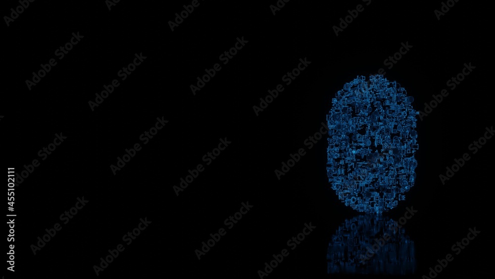 3d rendering mechanical parts in shape of symbol of Bluetooth isolated on black background with floor reflection 3d rendering mechanical parts in shape of symbol of Bluetooth isolated on black background with floor reflection