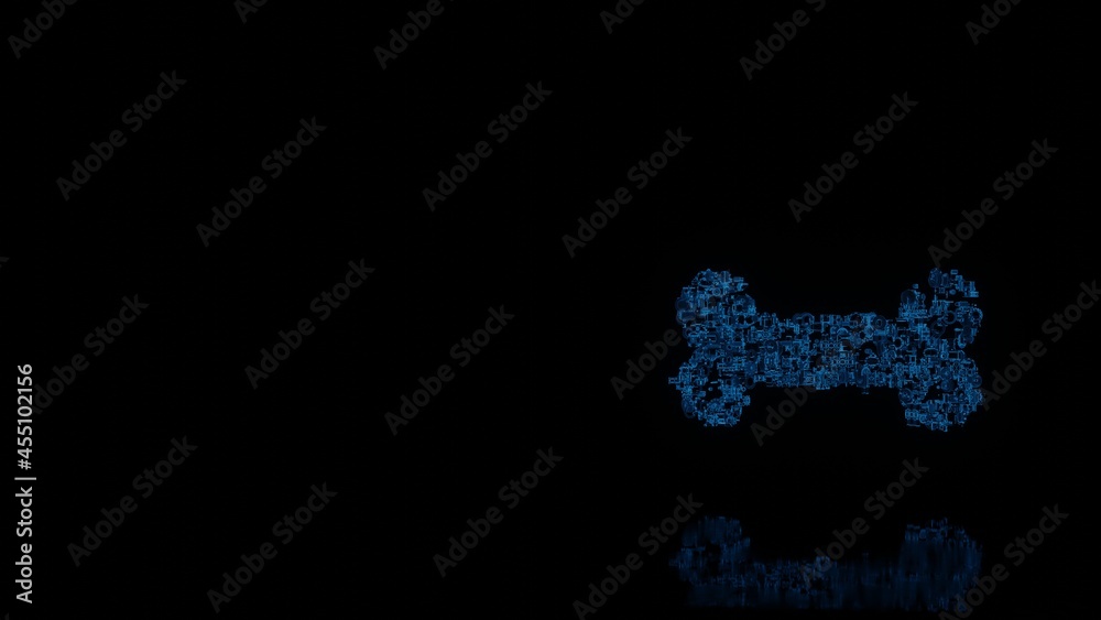 3d rendering mechanical parts in shape of symbol of bone isolated on black background with floor reflection 3d rendering mechanical parts in shape of symbol of bone isolated on black background with floor reflection
