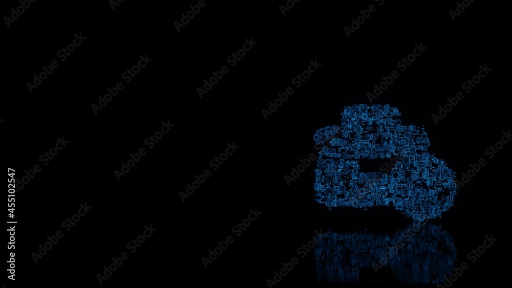 3d rendering mechanical parts in shape of symbol of business time isolated on black background with floor reflection 3d rendering mechanical parts in shape of symbol of business time isolated on black background with floor reflection