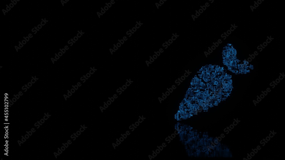 3d rendering mechanical parts in shape of symbol of carrot isolated on black background with floor reflection 3d rendering mechanical parts in shape of symbol of carrot isolated on black background with floor reflection