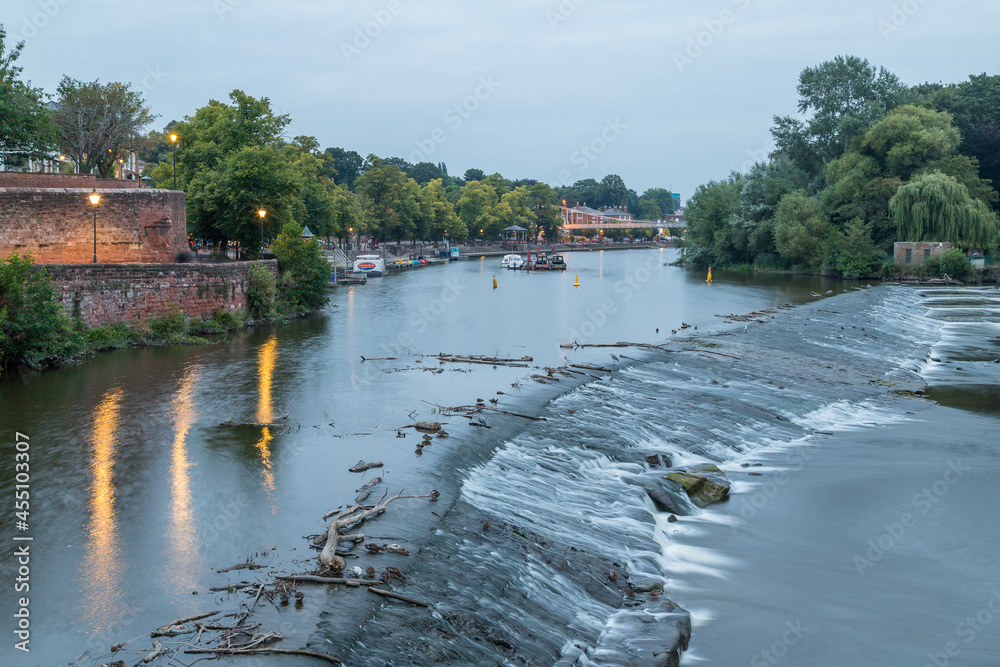 River Dee flowing over the Weir in Chester