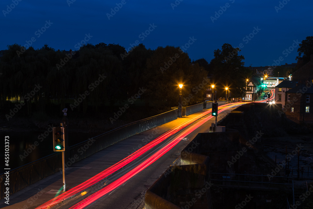Traffic trails over the Old Dee Bridge Traffic trails over the Old Dee Bridge
