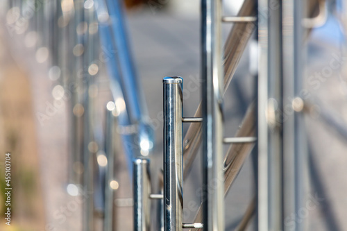 Metal railing as a background.