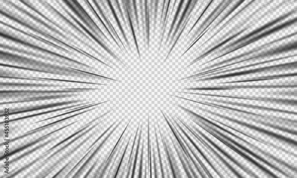 Crash zoom vector effect isolated, manga speed frame or radial anime speed  lines, realistic cinematic action scene speed blur, comic book radial lines  overlay template Stock Vector | Adobe Stock