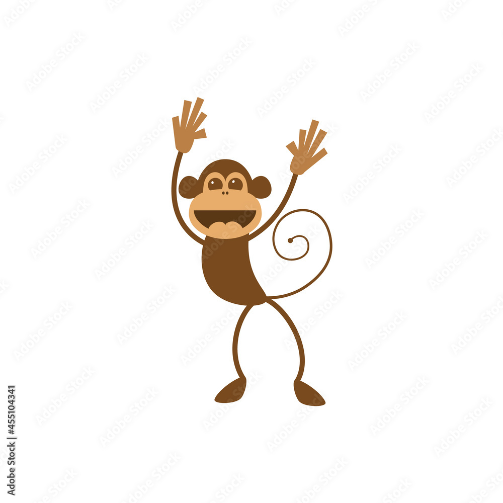 Naklejka premium Cheerful, creative monkey character. Character for design. Vector illustration.