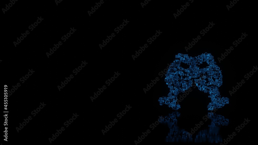 3d rendering mechanical parts in shape of symbol of glass cheers isolated on black background with floor reflection 3d rendering mechanical parts in shape of symbol of glass cheers isolated on black background with floor reflection