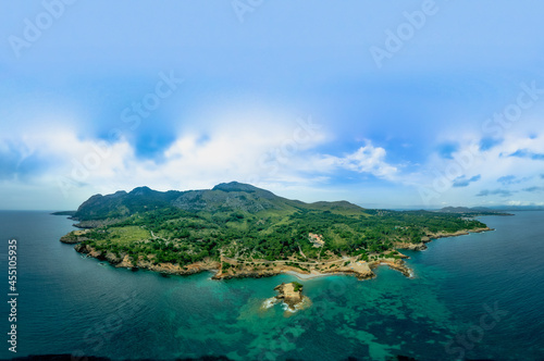 4K Aerial view Amazing Places of Mallorca - Full Hd -Drone Sky CLouds BLue Sky Transparent Water in MAllorca- Alcudia Port - Albufera Site