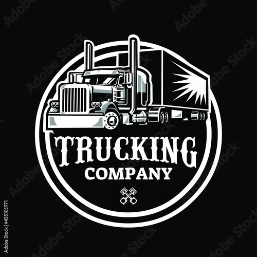 Trucking Company Circle Badge Vintage Classic Logo in Black Background