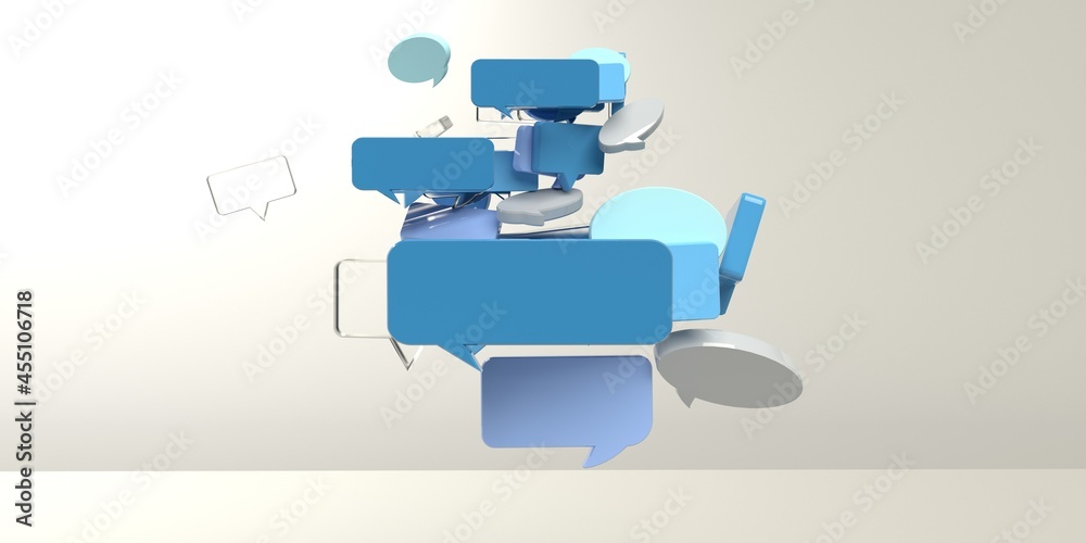 Floating speech bubbles - 3D render Floating speech bubbles - 3D render