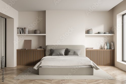 Modern beige bedroom design photo