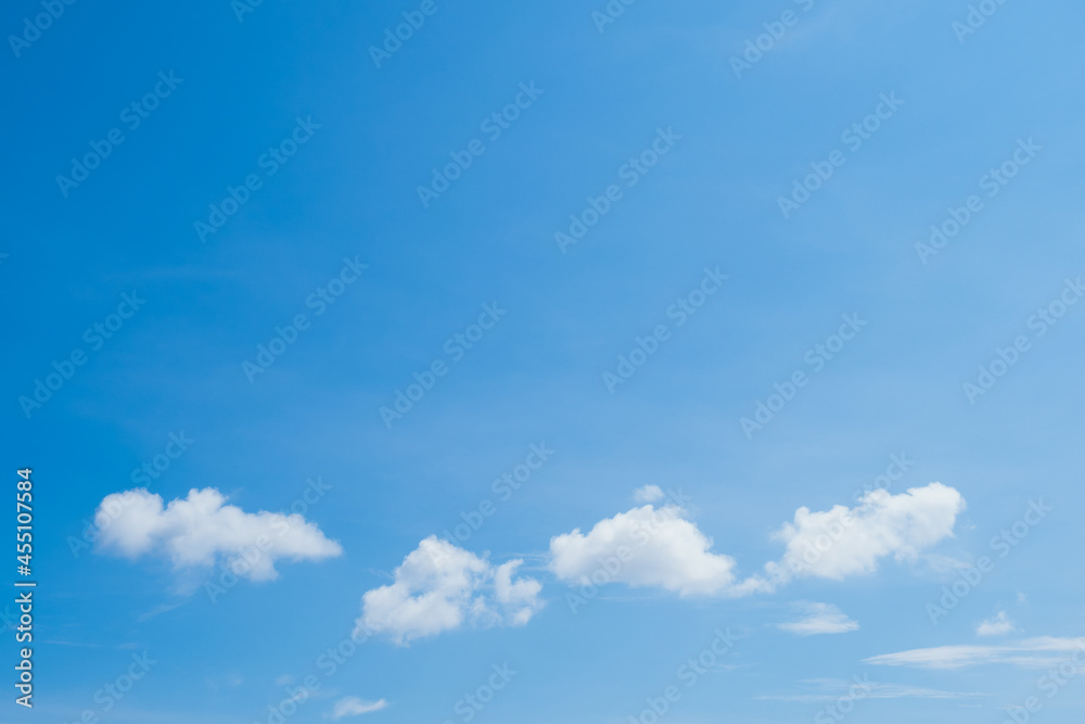 Beautiful clearly deep blue sky with white a little puffy clouds in a sunny day, copy space Beautiful clearly deep blue sky with white a little puffy clouds in a sunny day, copy space