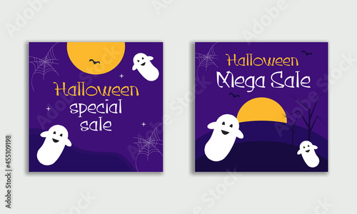 Halloween Sale Social Media Post Design Template