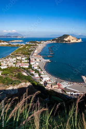 landscape of Miseno its promontory and lake from Procida mount, Naples