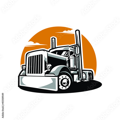Semi truck 18 wheeler illustration vector in white background. Perfect illustration for trucking and freight industry