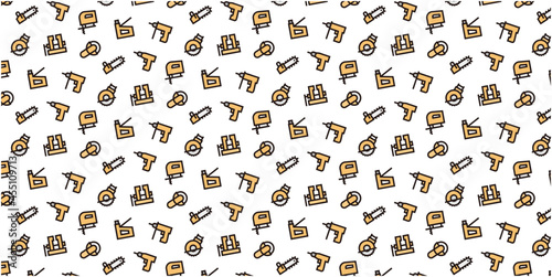 Electric tool icon pattern background for website or wrapping paper (Color icon version)