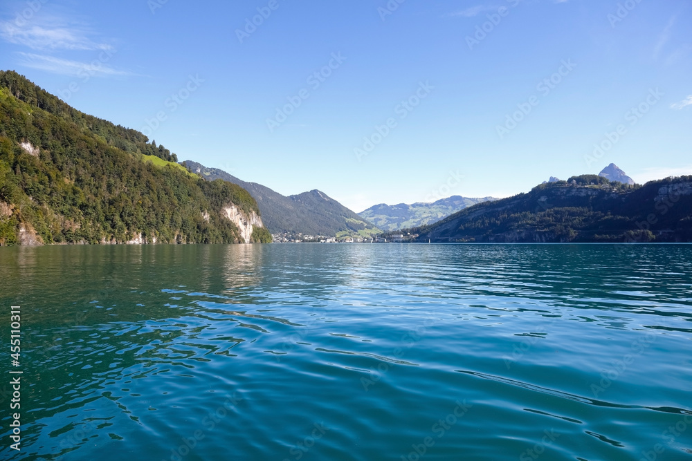 Great mountains by the impressive Lake Lucerne