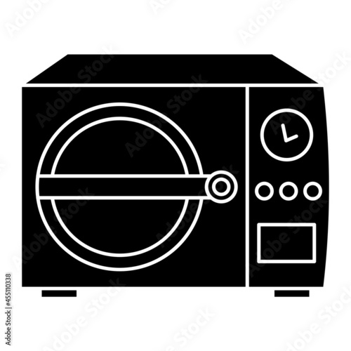Autoclave icon. Professional sterilization equipment, industrial disinfection. Sterile surface. Glyph icon. Medical device sterilization. Vector