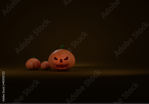 3D illustration of halloween pumpkins