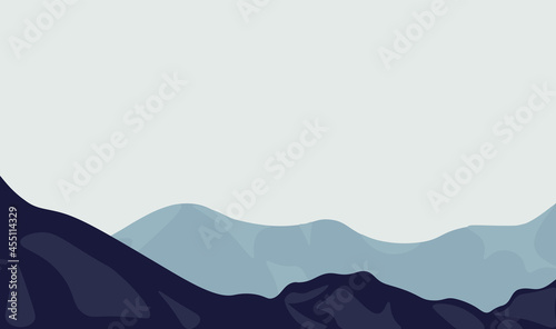 Minimalistic nature. Horizon. Beautiful dark blue mountain landscape and sky.