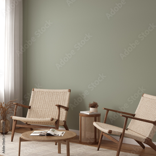 Friendly interior style. living room. Wall mockup. Wall art. 3d rendering, 3d illustration
