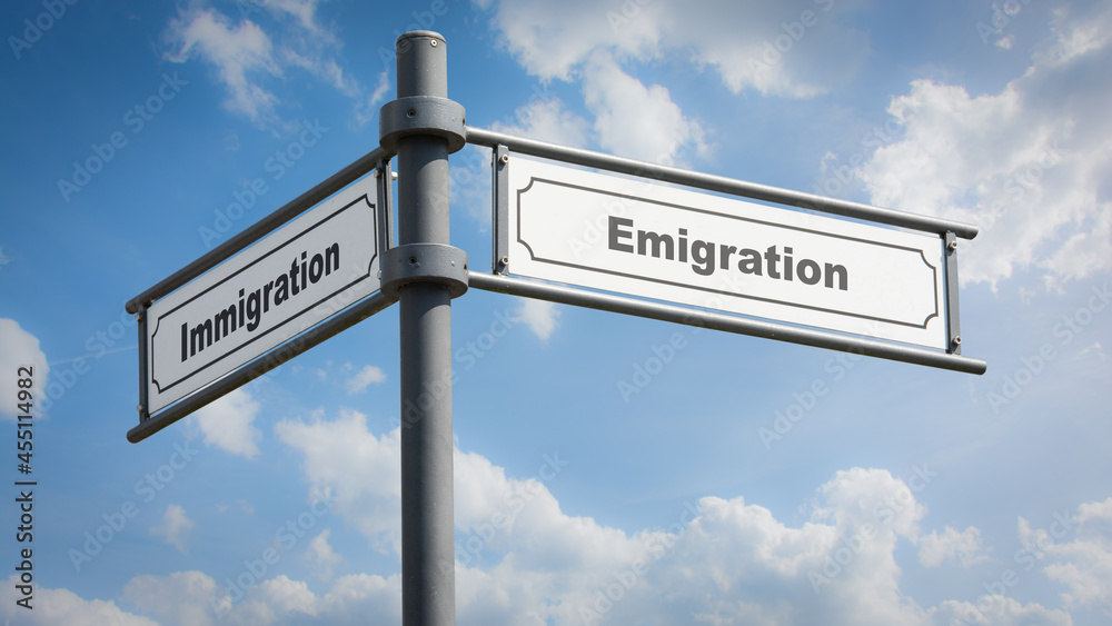 Fototapeta premium Street Sign Emigration versus Immigration